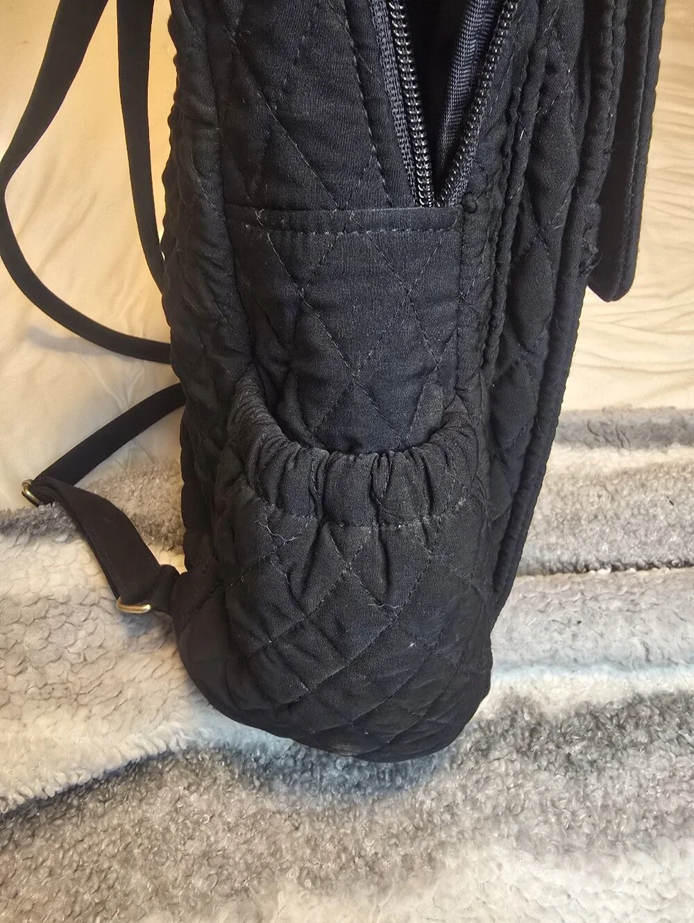 Vera Bradley Quilted Black Backpack with Gold Accent